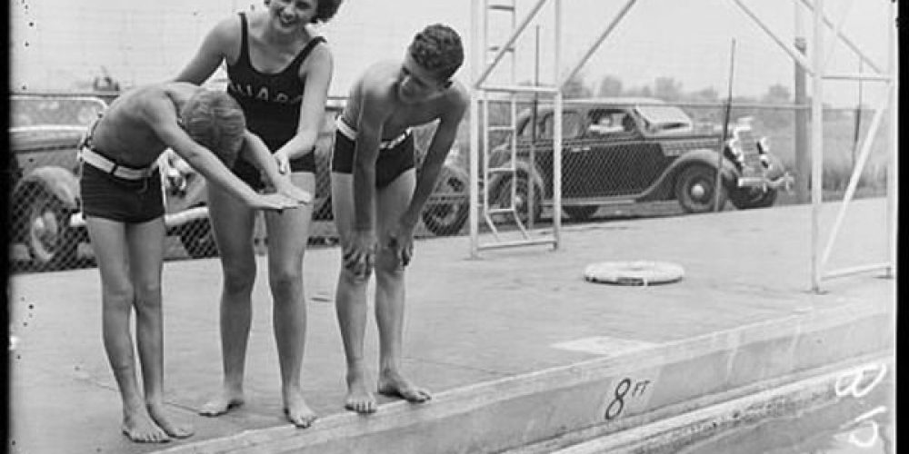 swimming pool teacher vintage